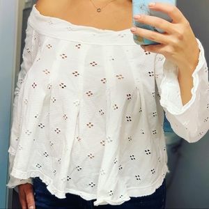 Free People Eyelet White Off the Shoulder Top